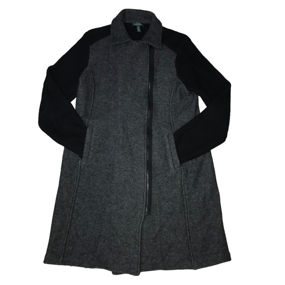 Lauren Ralph Lauren Jackets & Blazers - LRL Lauren Ralph Lauren Lambswool Blend Gray Black Zip-up Coat - Women’s XL